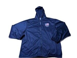 USA Olympic Committee Jacket Mens L Navy Blue Polyester Track Full Zip Vtg